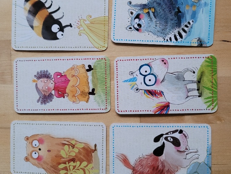 Sechs Karten zeigen die sechs Figuren von "Das NEINhorn".