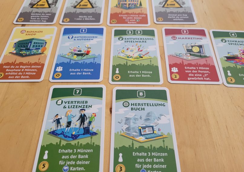 Die Auslage eines Spielers mit verschiedenen Karten.