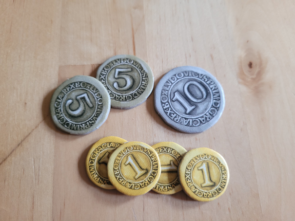 Karton-Münzen aus "Böhmische Dörfer".