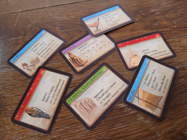 Sieben Marktkarten aus "Imhotep".