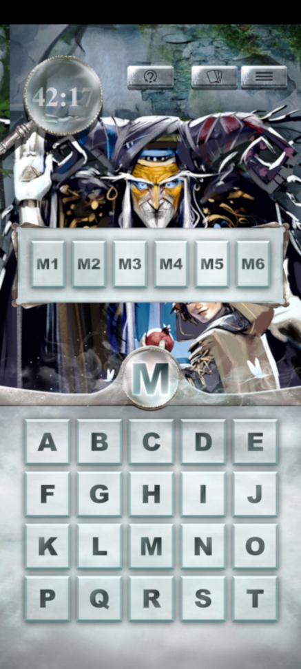 Ein Screenshot aus der App mit Buchstaben und Symbolen.