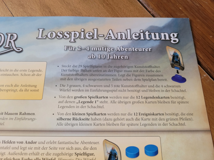 Die Losspiel-Anleitung von "Die Legenden von Andor".