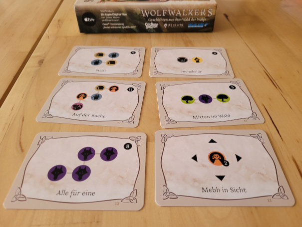 Sechs Zielkarten aus "Wolfwalkers".