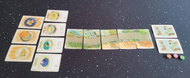 Der Startaufbau von "Fika" mit verschiedenen Karten.