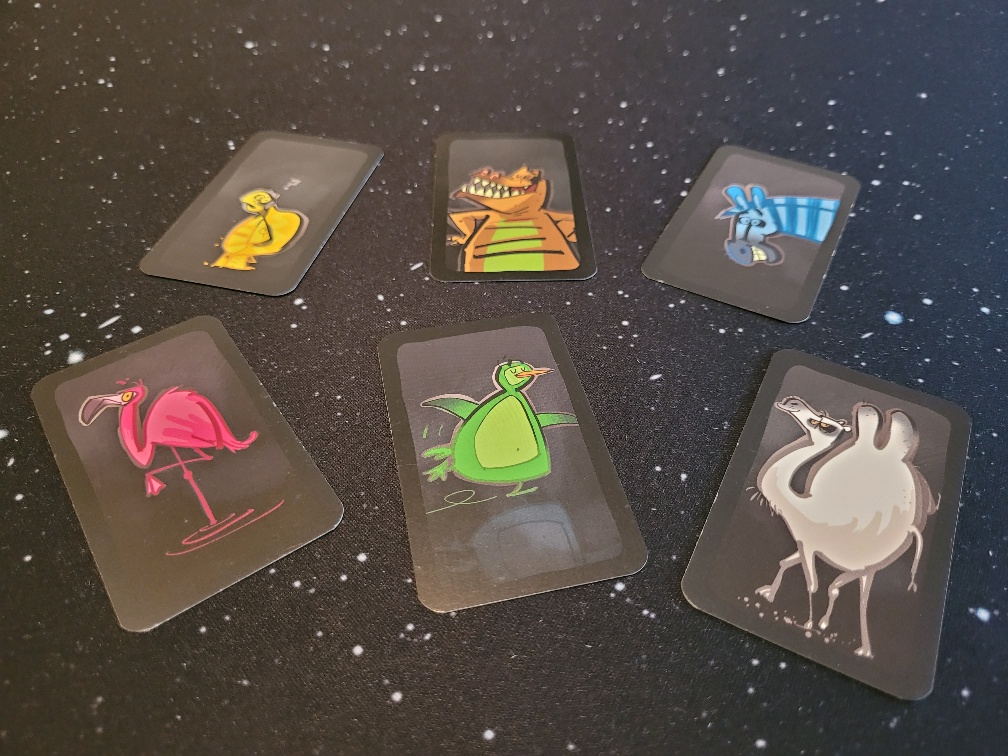 Sechs Karten mit verschiedenen Comic-Tieren aus "Dodelido".