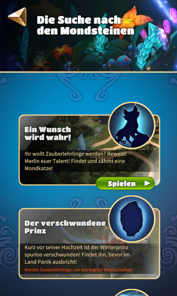 Ein Screenshot zeigt die App zum Spiel "Die Suche nach den Mondsteinen".