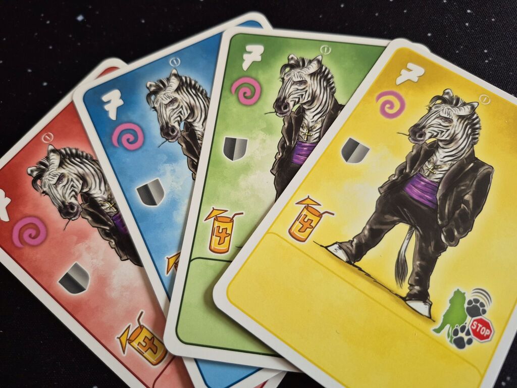 Vier Karten mit coolen Zebras.