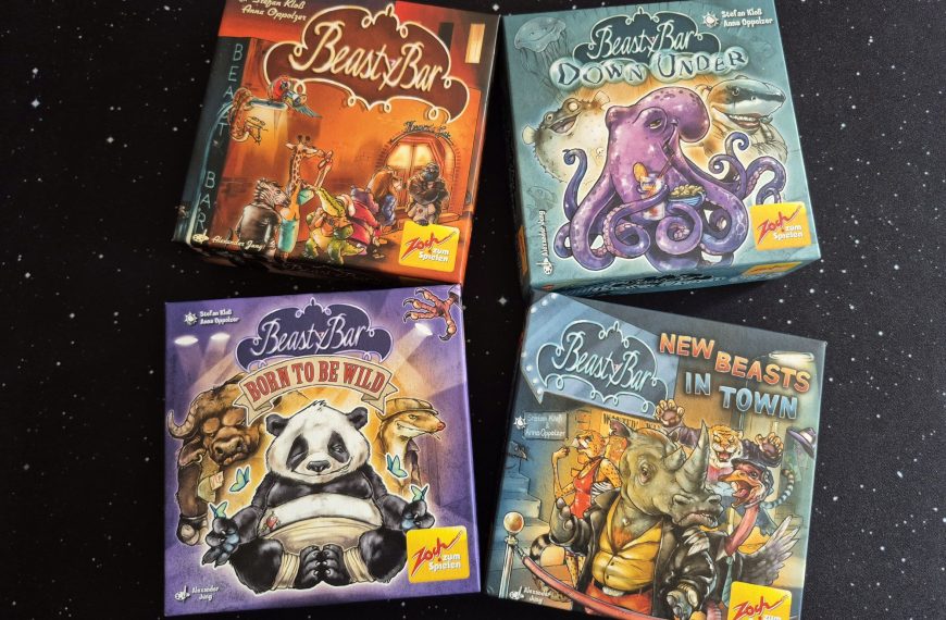 Die vier Cover der vier "Beasty Bar"-Spiele.