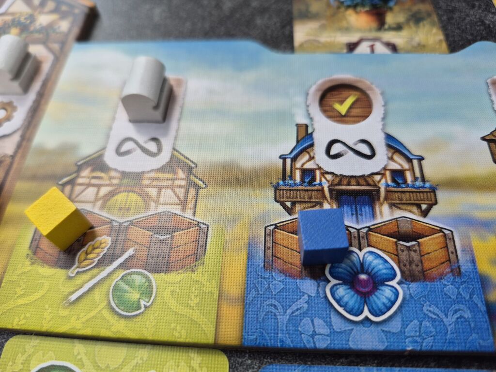 Ein Spielplanausschnitt mit Markern und Symbolen.