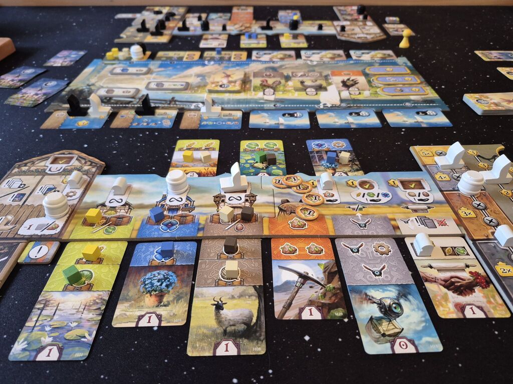Das Spielmaterial von "Suna Valo" im Spielverlauf.