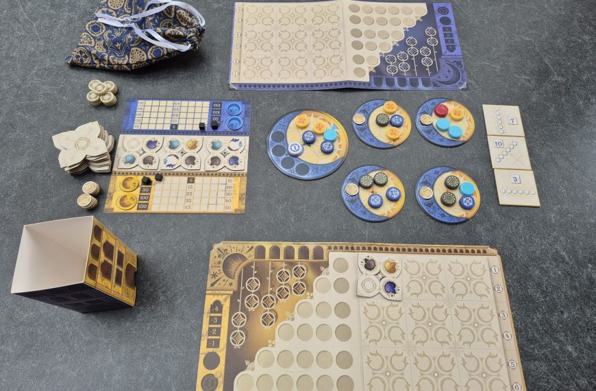 Der Spielaufbau von "Azul Duel".