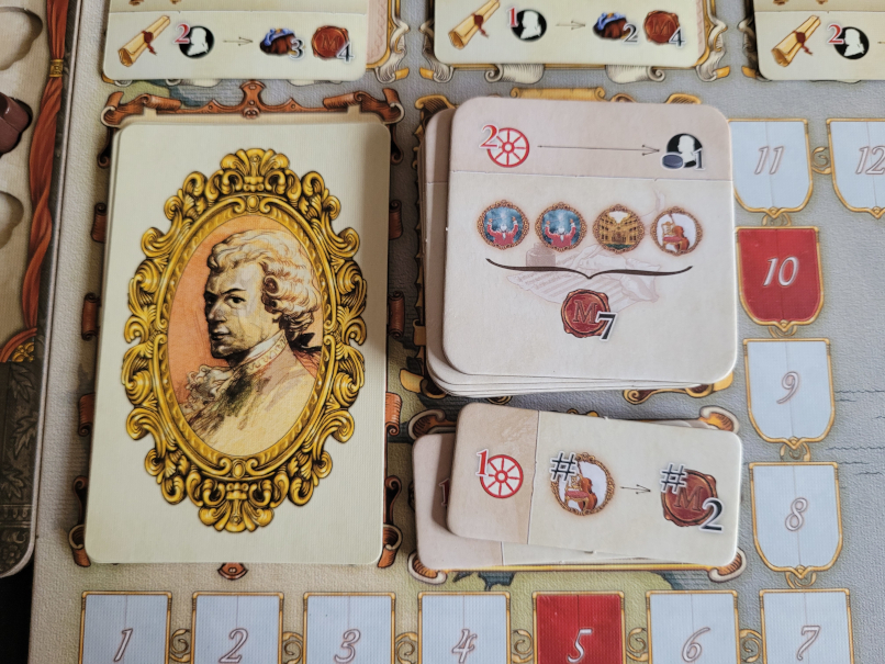 Spielmaterial auf dem Spielplan.