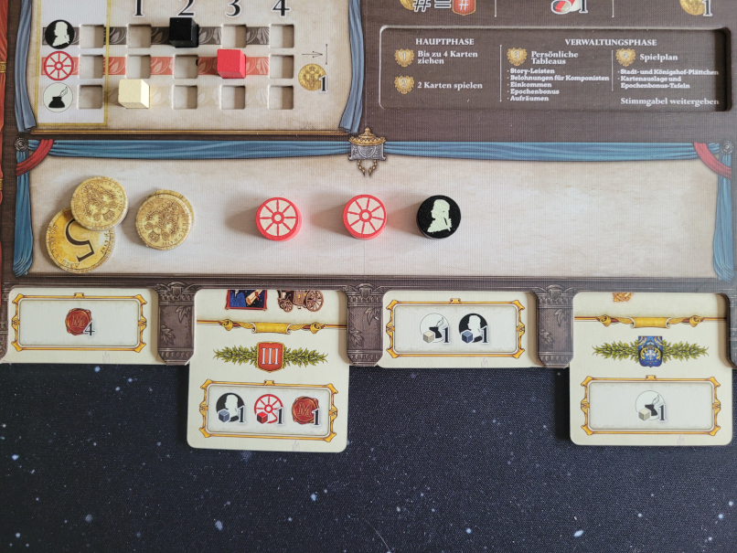 Karten im Spielertableau.