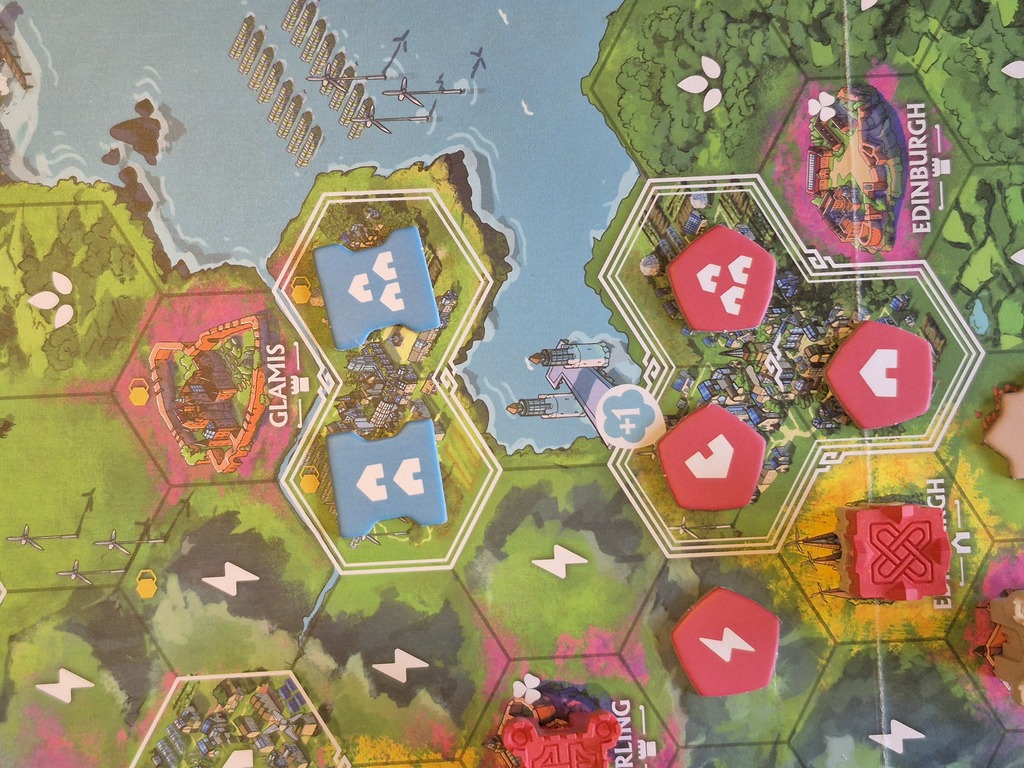 Plättchen auf dem Spielplan.