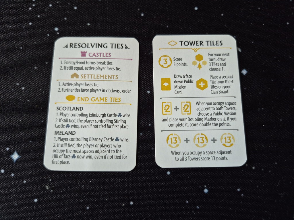 Zwei Karten mit Text und Symbolen.