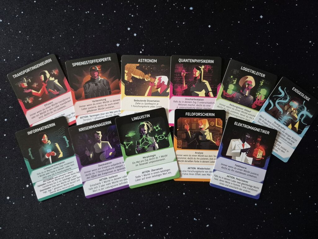 Elf Karten mit einer Comic-Illustration eines Menschen und Text.