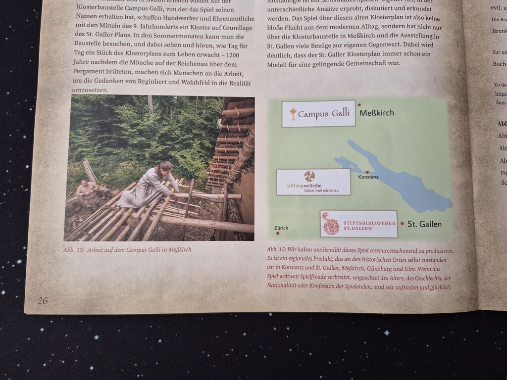 Eine Seite aus der Anleitung mit Text, einem Foto und einer kleinen Landkarte.