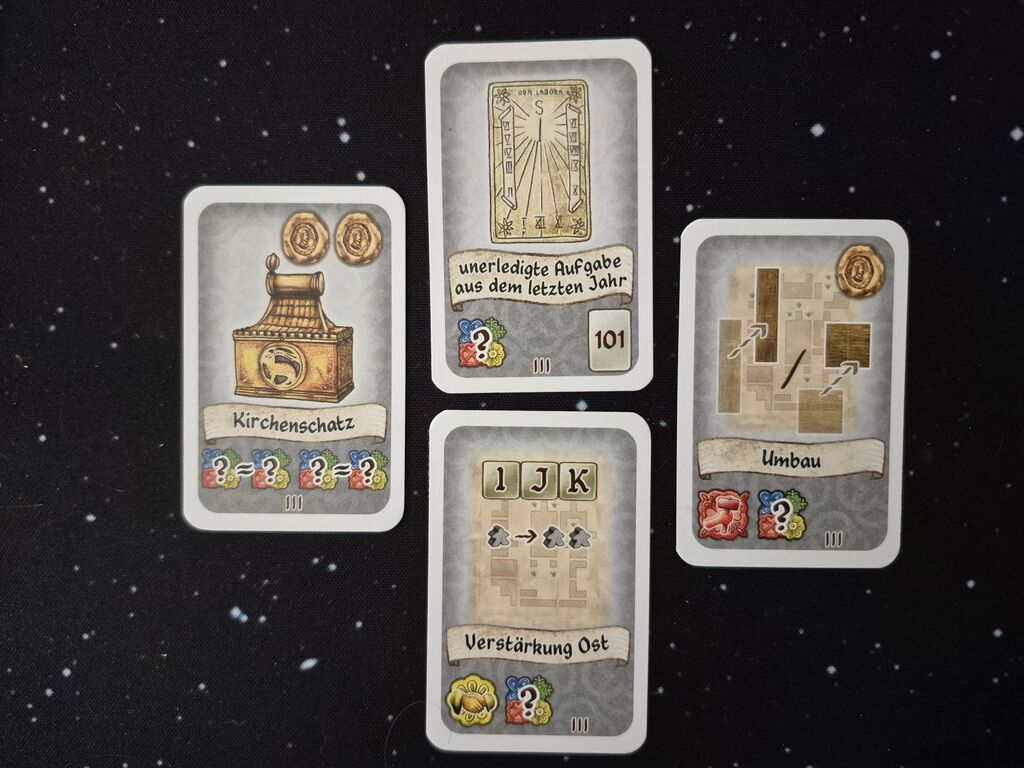 Vier Karten aus "Campus Galli".