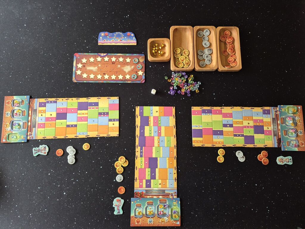 Spielmaterial am Spielende.