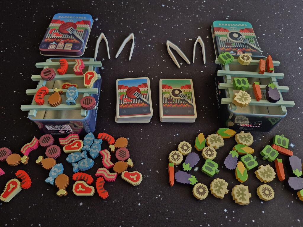 Spielmaterial von beiden "Barbecubes"-Versionen.