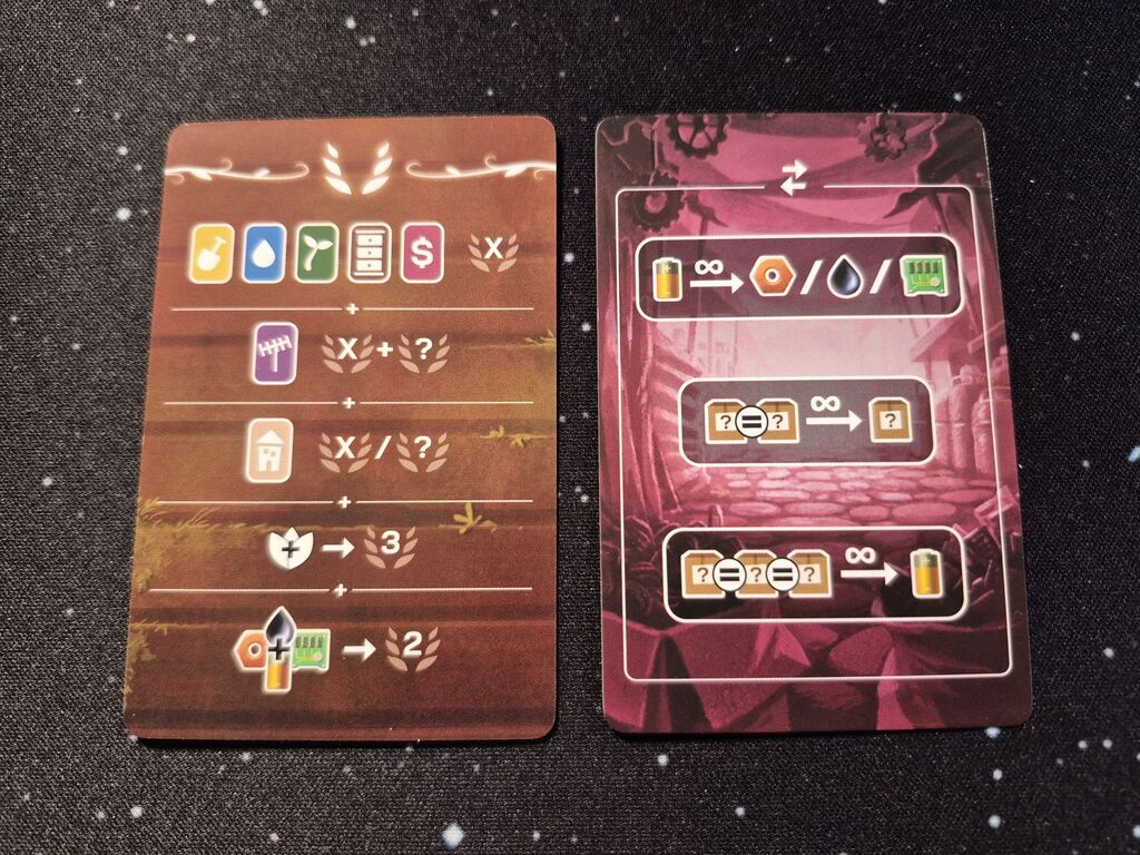 Zwei Karten mit Symbolen.