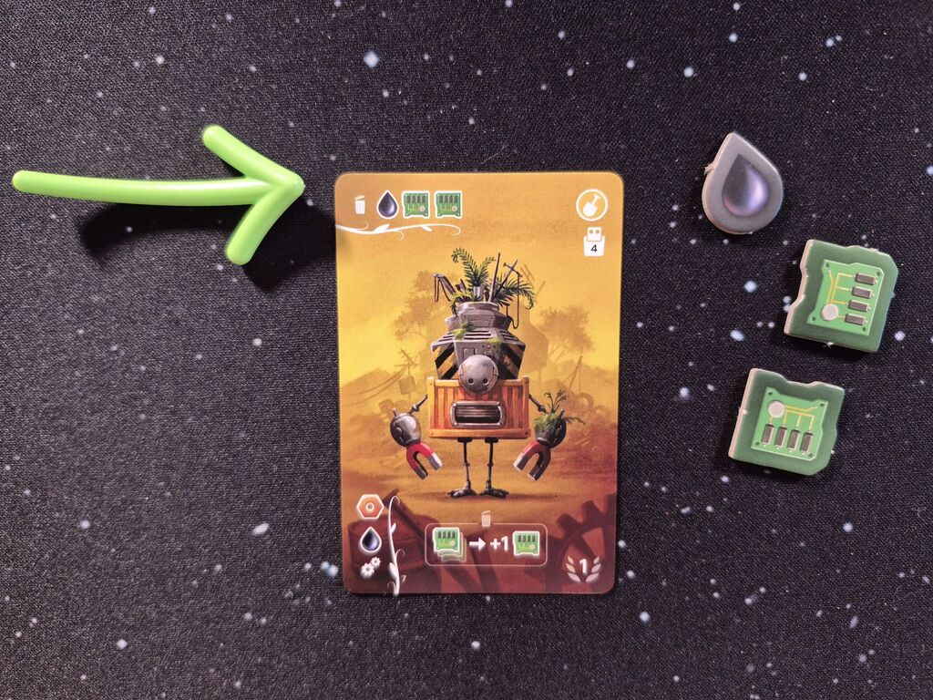 Eine Karte mit Symbolen, einem Roboter und Markern.