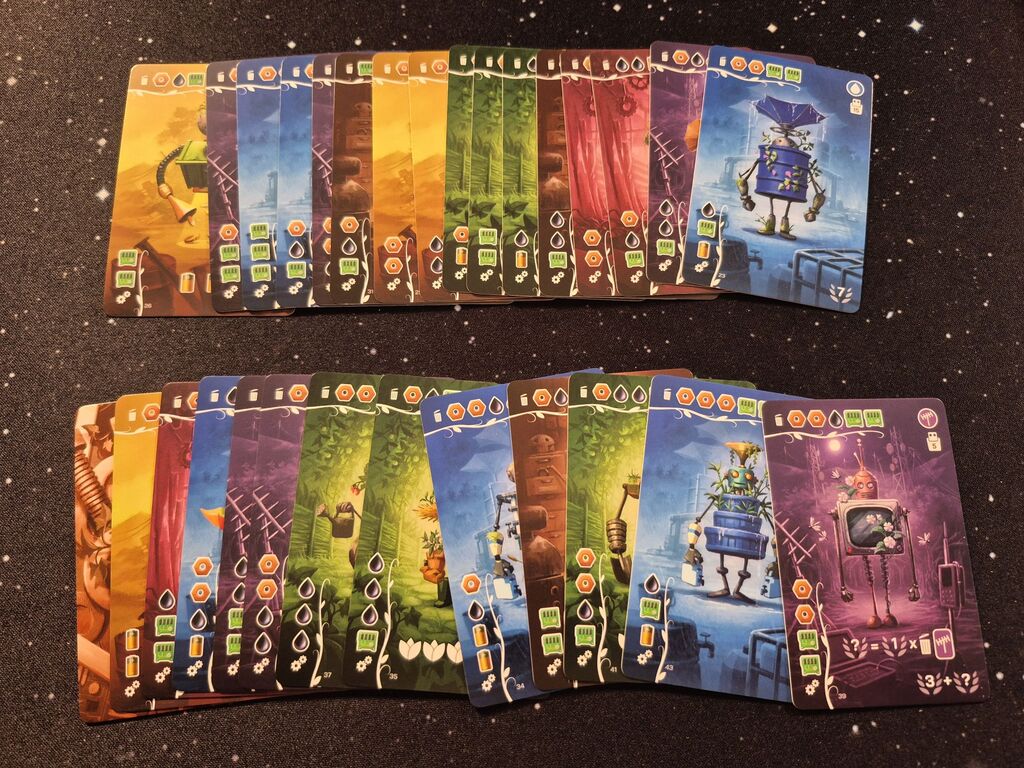 Bunte Karten mit Robotern.