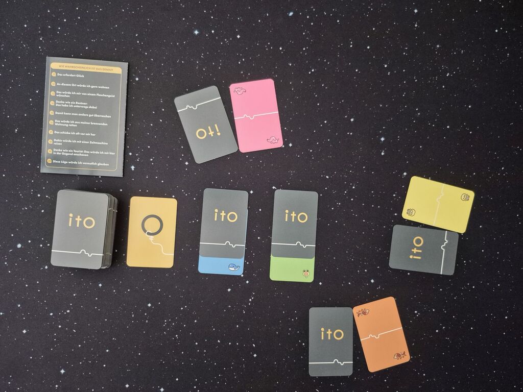 Spielmaterial im Spielverlauf von "Ito".