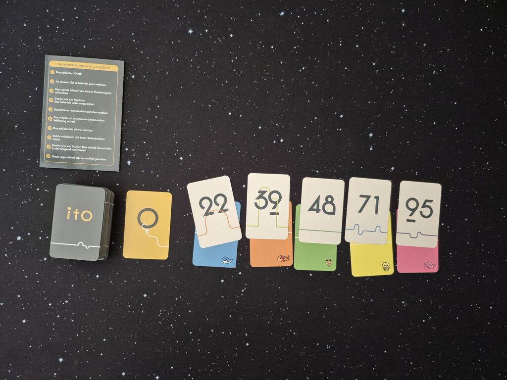 Die Karten sind aufgedeckt und zeigen aufsteigende Zahlen.