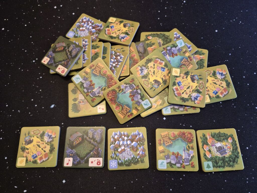 Plättchen mit Orten aus "On the Road".