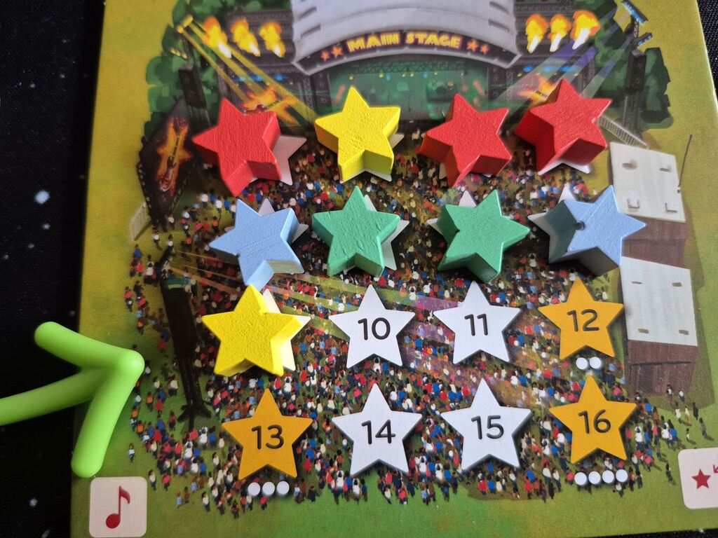 Sternmarker liegen auf dem Hauptbühne-Plättchen.