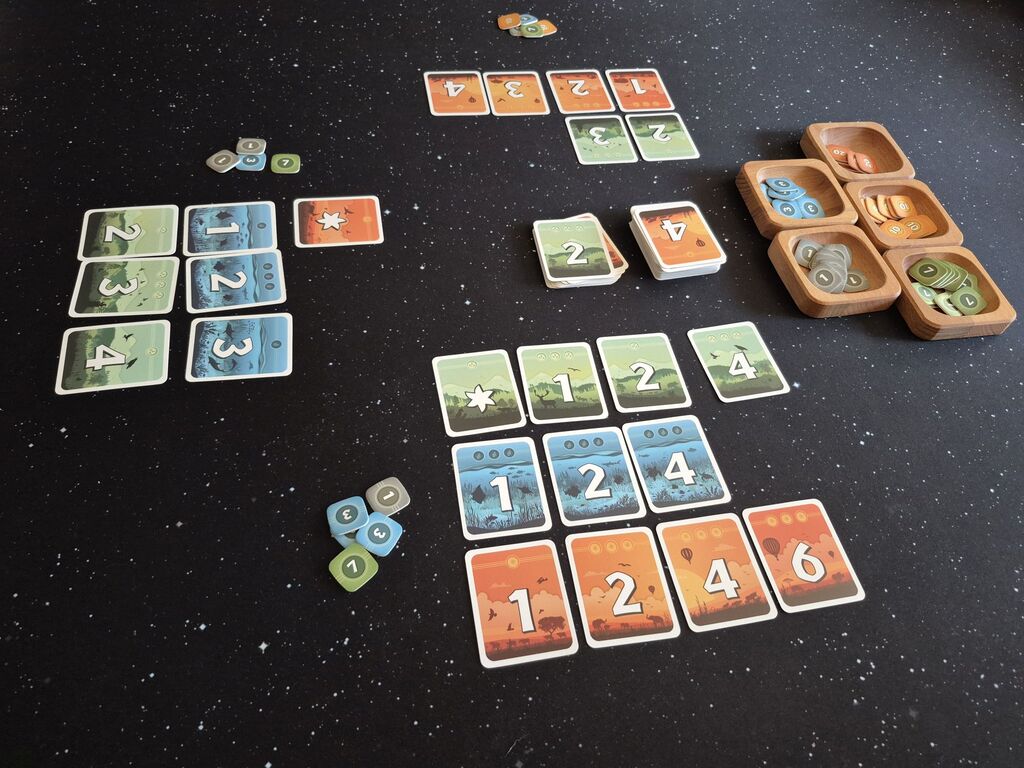 Spielmaterial von "Verso" im Spielverlauf.