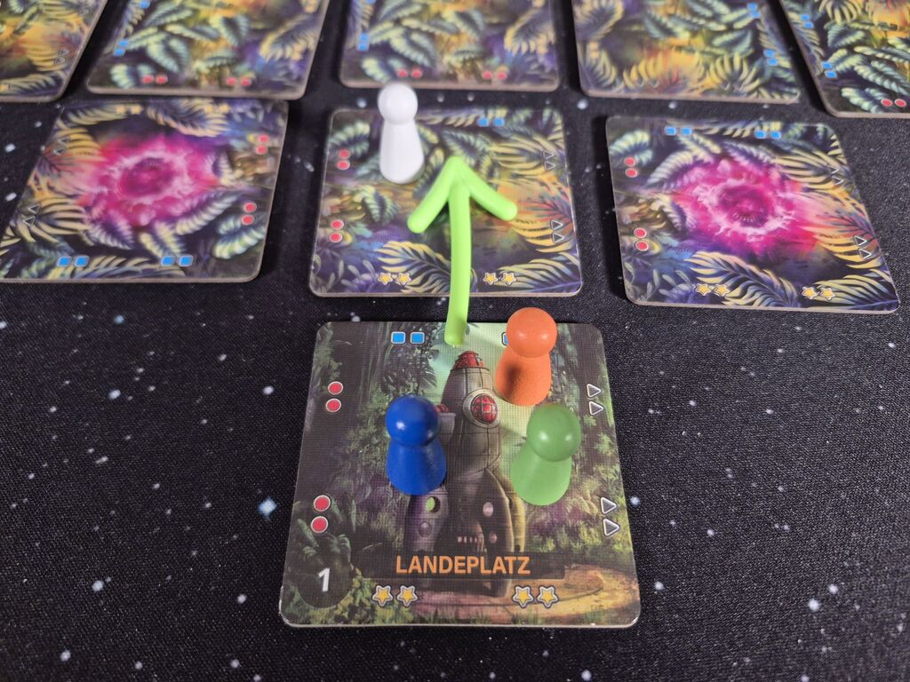 Spielfiguren auf Dschungel-Feldern.