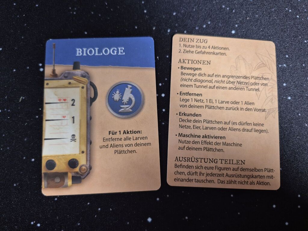 Zwei Karten mit Text und Symbolen.