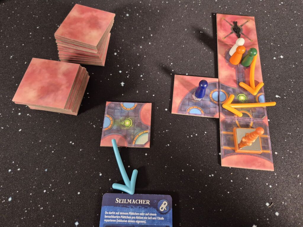 Spielmaterial von "Forbidden Sky".