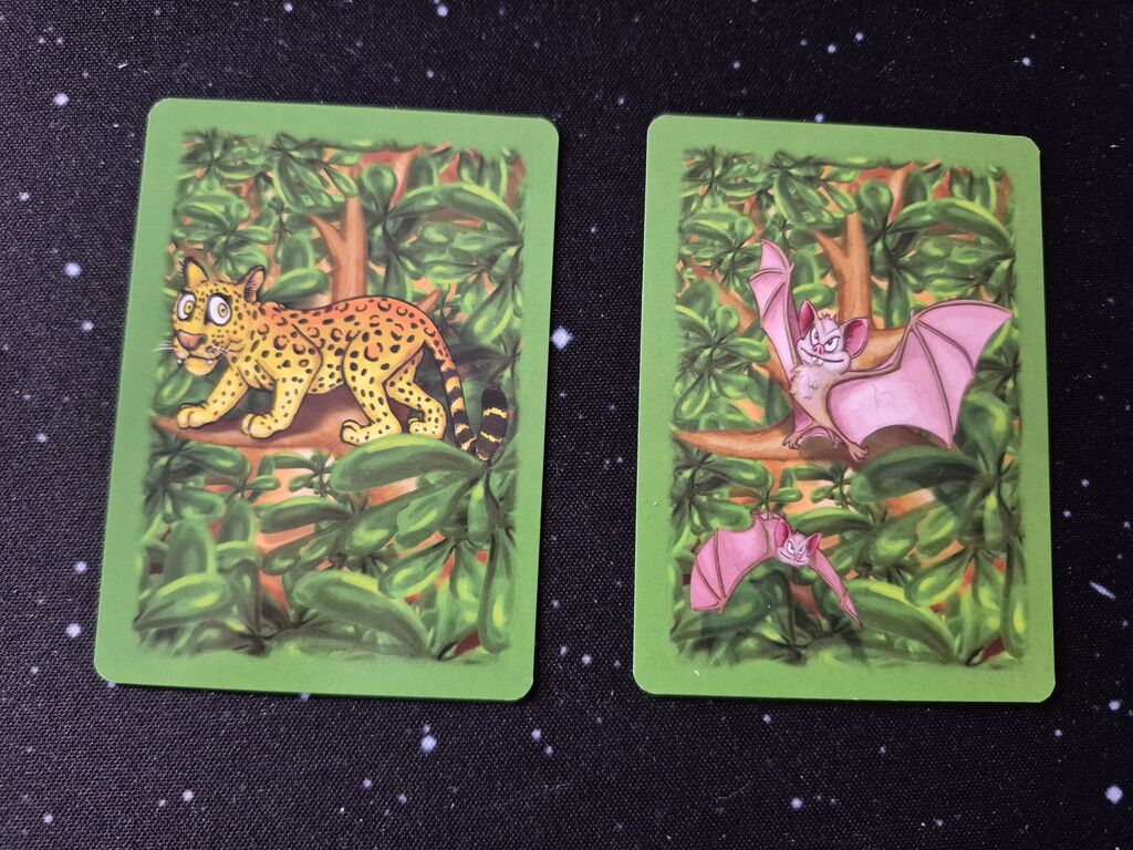 Karte mit Jaguar, Karte mit zwei Fledermäusen aus "Baobab".