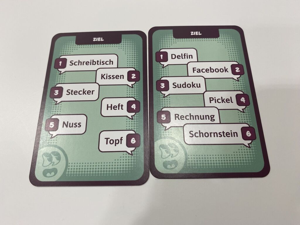 Zielkarten mit Zahlen und Worten aus "Komm zum Punkt".