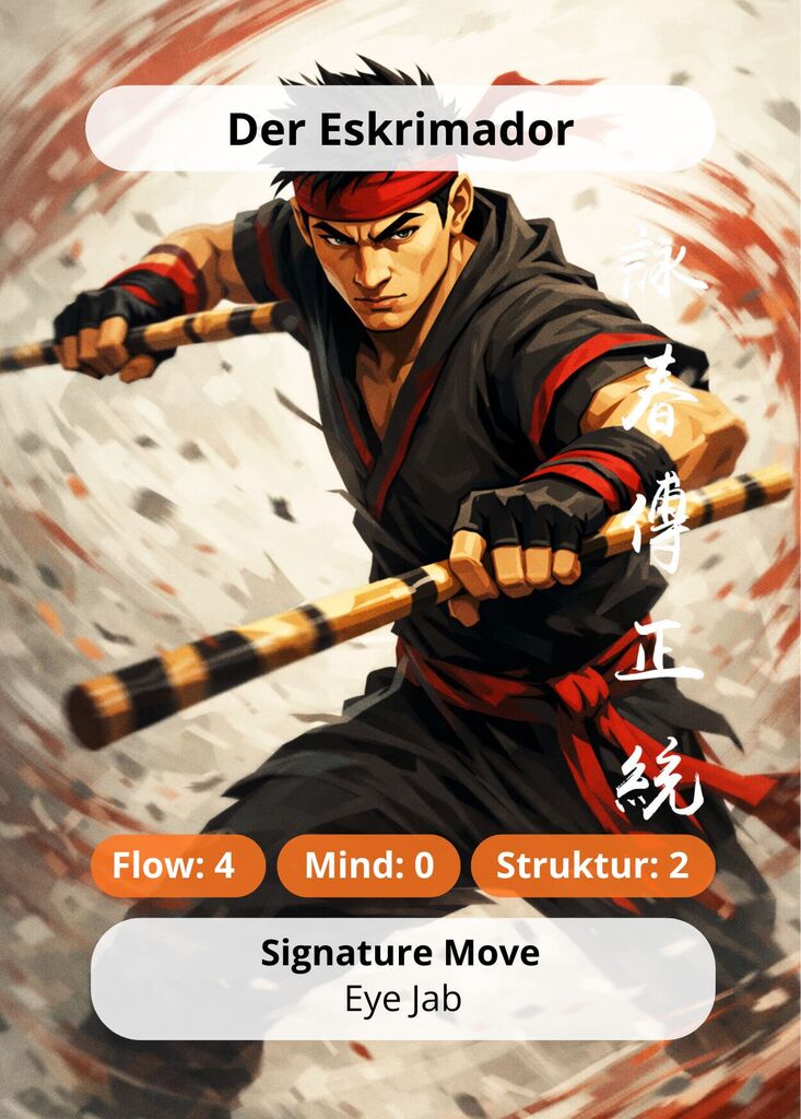 Karte von Kämpfer mit Werten.