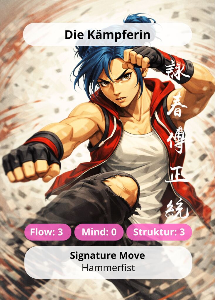 Karte von Kämpferin mit Werten.