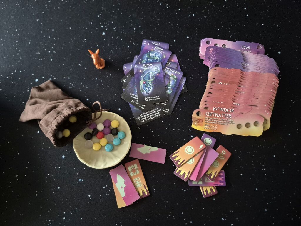 Spielmaterial von "Spirits of the Wild".