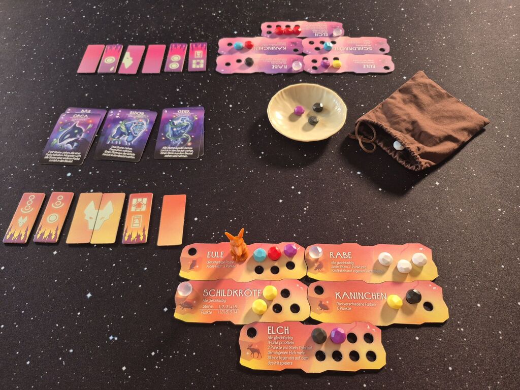 Spielmaterial im Spielverlauf.