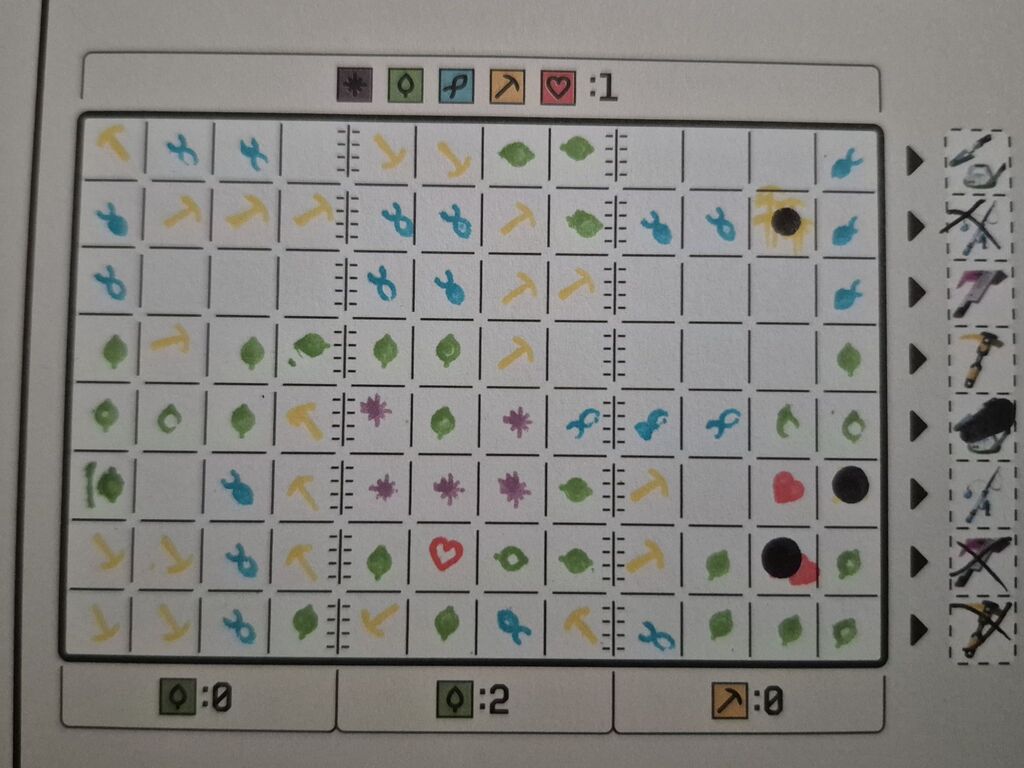 Raster gefüllt mit bunten Stempeln.