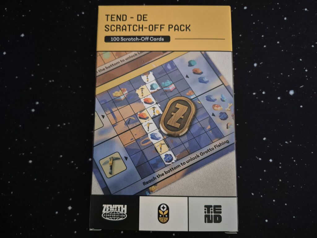 Schachtel mit Text und Symbolen.