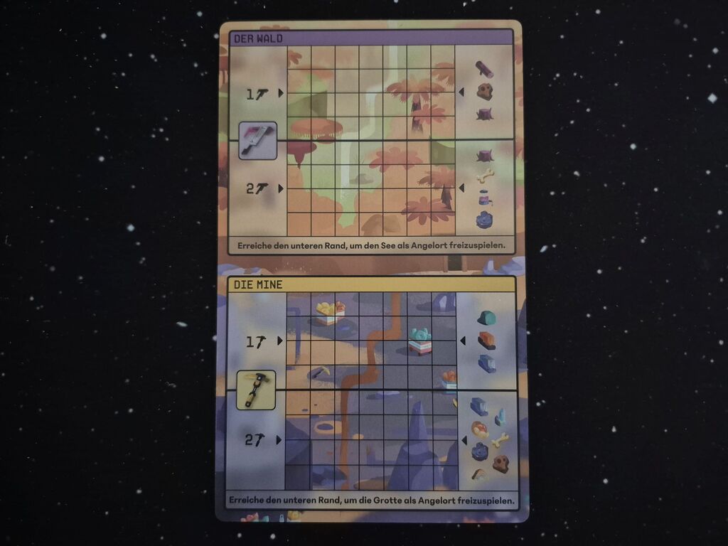 Rubbelkarte von Wald und Mine aus "Tend".