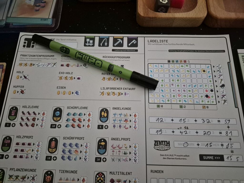 Ein Stift auf dem Projektetabelau von "Tend".