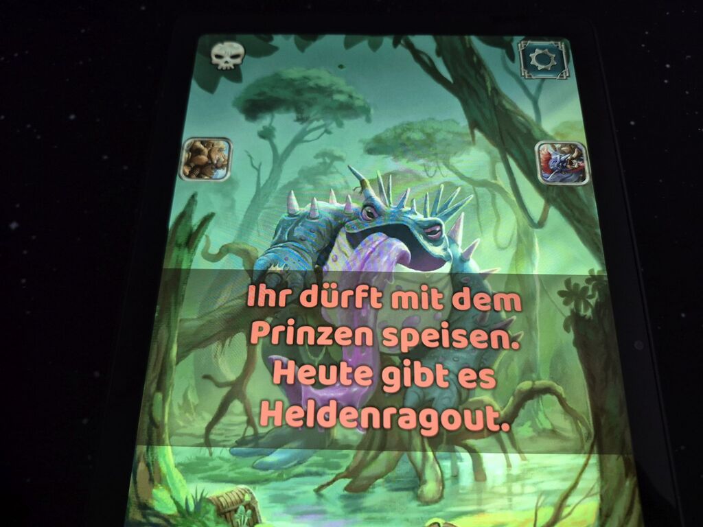 Tablet mit Text und Illustration.