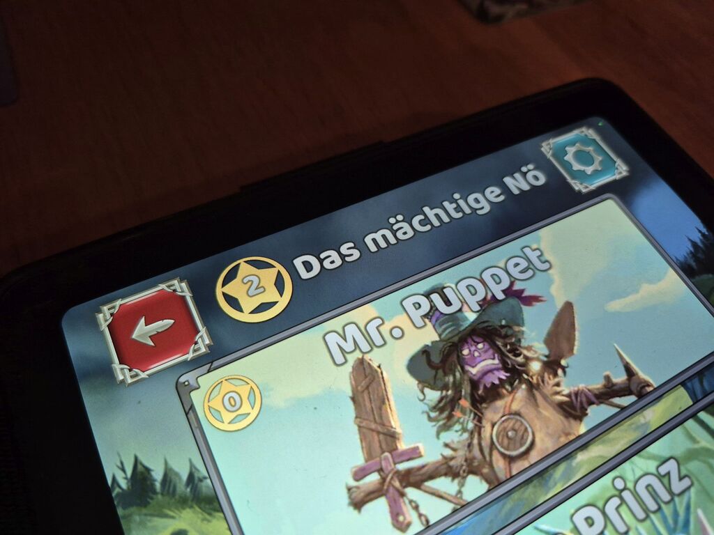 Tabletbildschirm mit Text und Illustration.