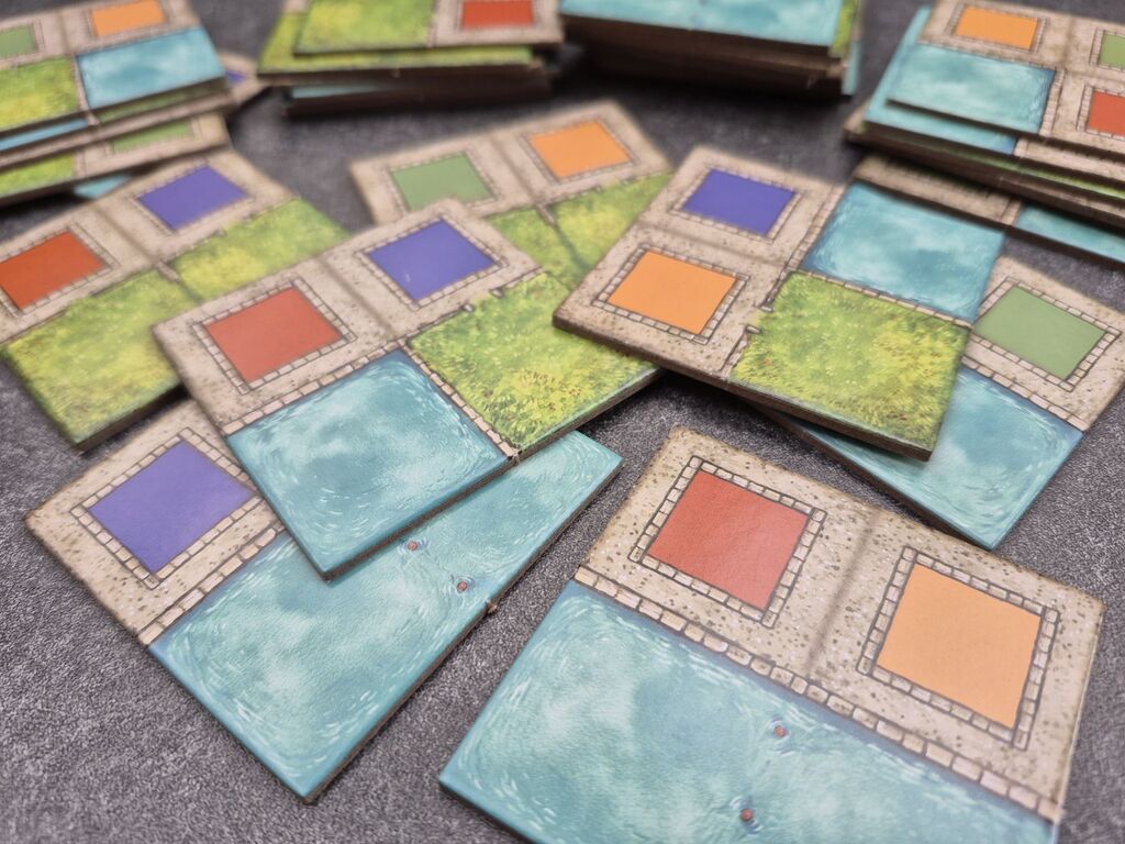 Quadratische Spielplanteile aus "Cities".