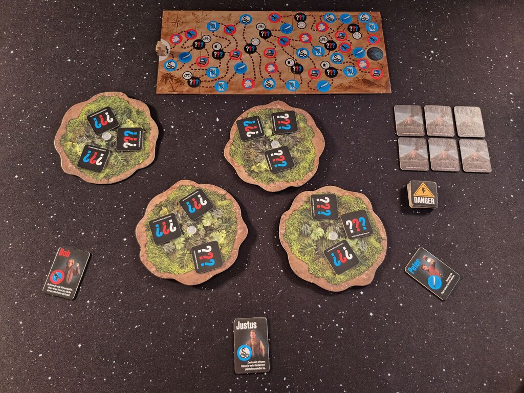 Spielmaterial von "Die drei ??? – Toteninsel".