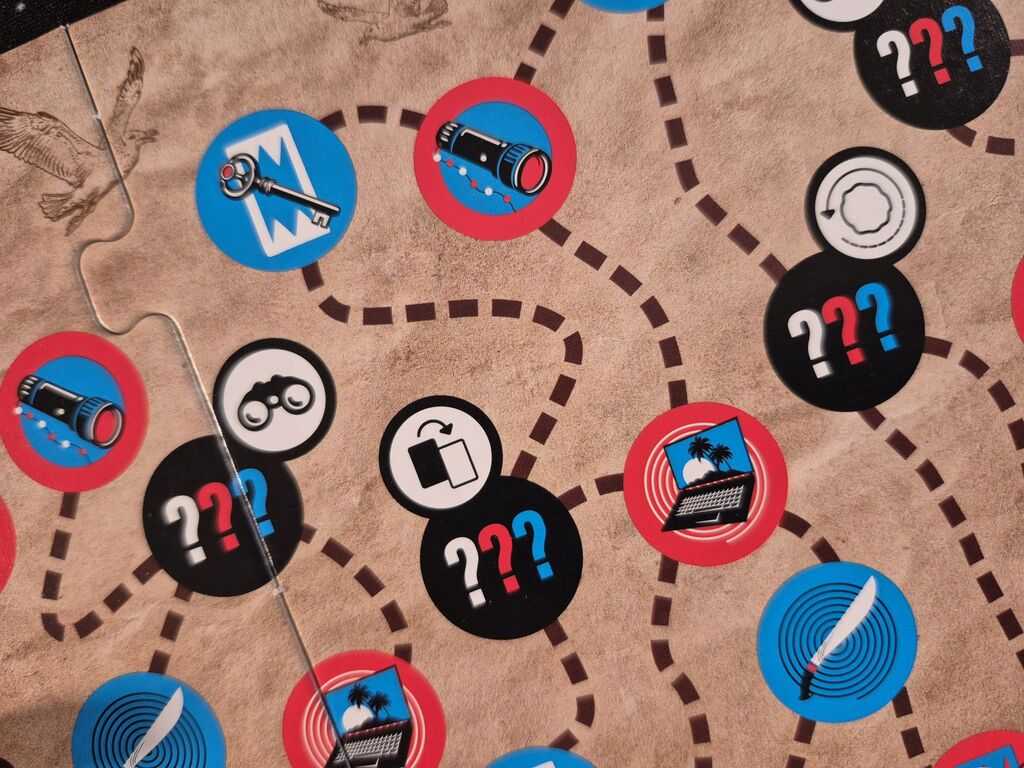 Spielplanausschnitt von "Die drei ??? – Toteninsel".